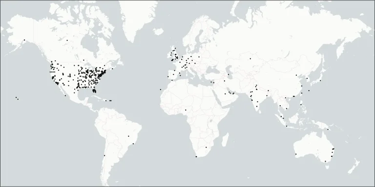 Map of contributing publishers worldwide