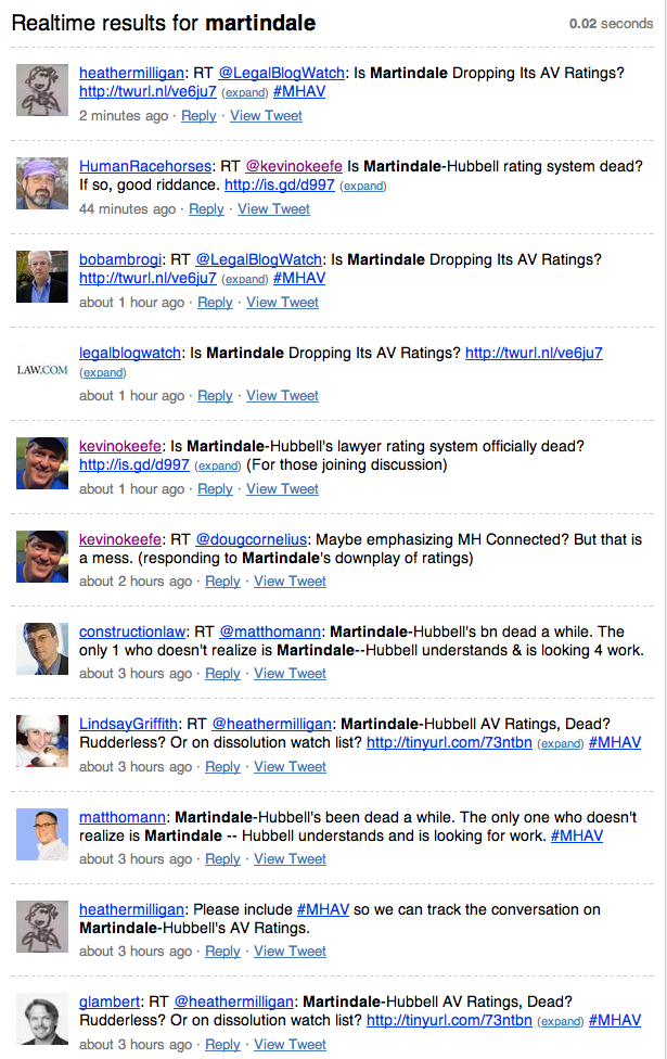Martindale-Hubbell lawyer ratings Twitter