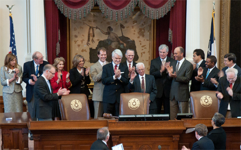 Retired Texas Supreme Court Chief Justice Jack Pope and member of the Texas Supreme Court