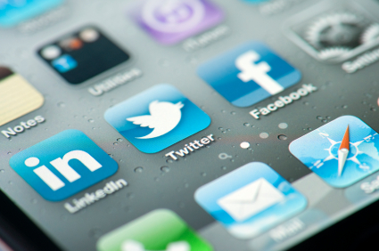 Social media icons on iphone screen