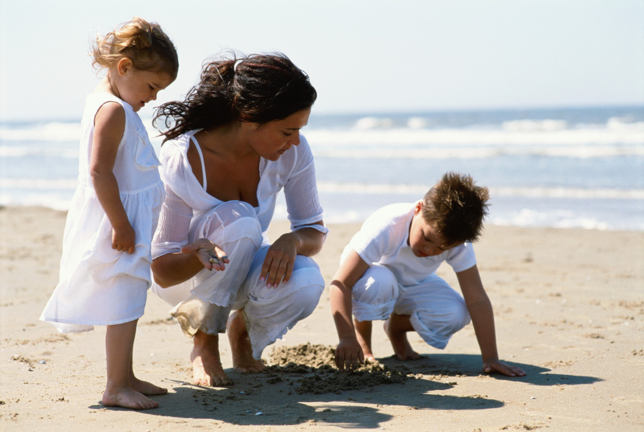 Family on beach