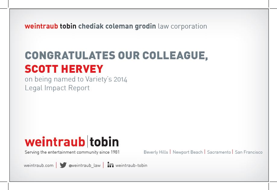 Weintraub's Scott Hervey named to Variety's Legal Impact Report