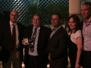 Gary Epstein and Hillarie Bass receiving awards from the Israel Bar Association.