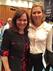 Hillarie Bass with Knesset member Tzipi Livni.