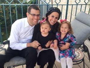 The Katz family relocated to Tel Aviv in Fall 2014. Aaron is pictured with his wife, Molly, and children, Rivka and Batsheva.