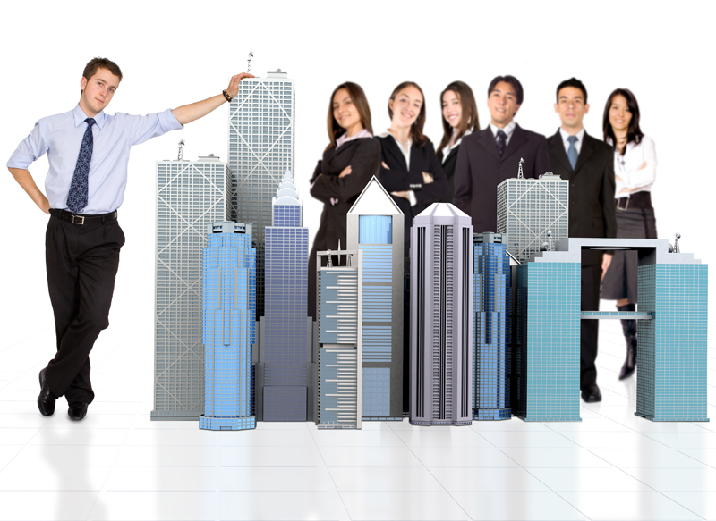 businessman and his business team