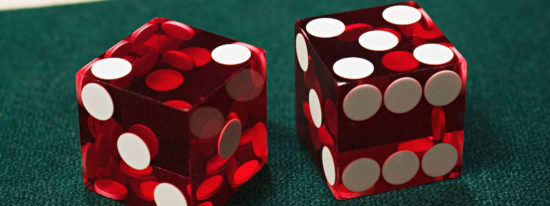 Dice on a craps table