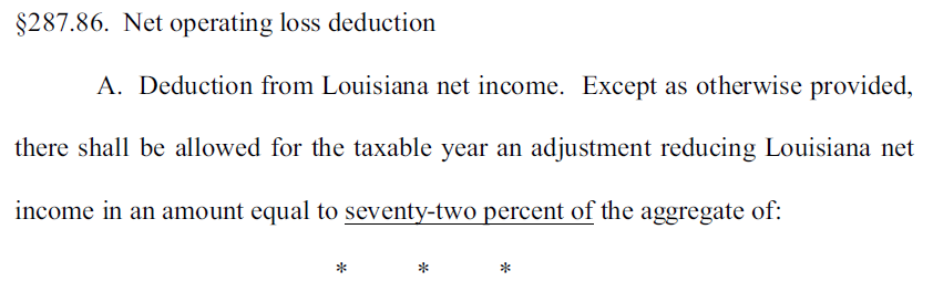 NOL deduction - HB 624 change