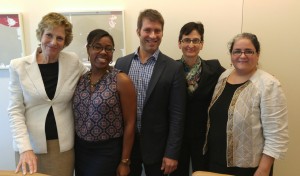 Left to Right: Susan B. Plum, Director, Skadden Fellowship Foundation; Brooke Richi-Babbage, Founder & Executive Director, Resilience Advocacy Project; Adam Stofsky, Executive Director, New Media Advocacy Project; Dora Galacatos, Executive Director, Ferrick Center for Social Justice; Claudia Johnson, LawHelp Interactive Program Manager, Pro Bono Net.