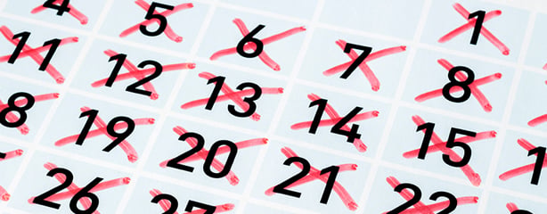 Calendar with dates crossed off