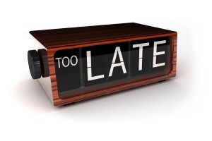 3150409 - conceptual image of an alarm clock showing that you are too late
