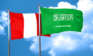 58021097 - peru flag with saudi arabia flag, 3d rendering