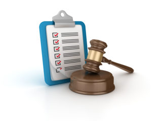 Gavel with Check List Clipboard