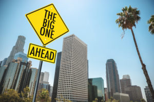 the big one earthquake road sign in los angeles