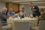 Scott Galbraith (NASA), Evan Kurtz (Ursa Space), Charles Schira (Space Sciences), Trey Hanbury (Hogan Lovells) and Tom Peters (Hogan Lovells) enjoy lunch.
