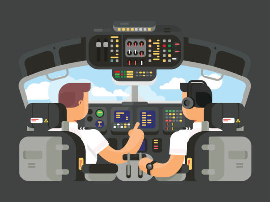 Pilots in cockpit flat design