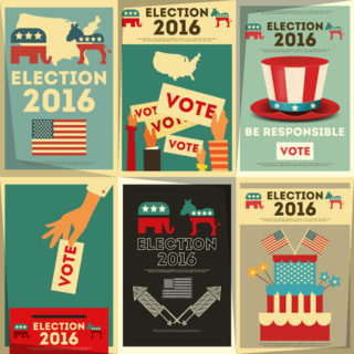 51559645 - presidential election voting poster set. vector illustration.