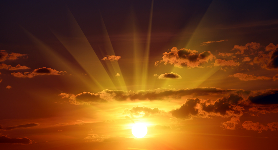 Beautiful red sunset in sky