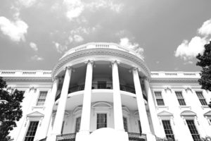 beautiful black and white close up White House, Washington DC USA.