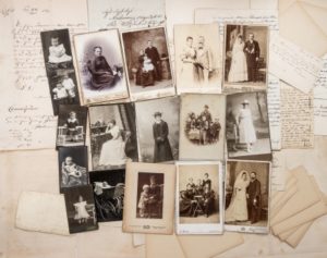 24276086 - old letters and antique family photos parents, grandfather; grandmother; children nostalgic vintage pictures from ca 1900