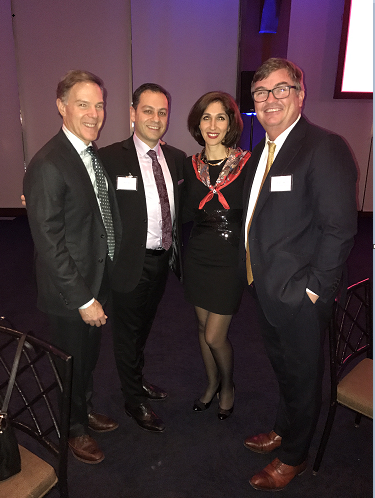 Greenberg Traurig Attorneys Robert Ivanhoe, Joey Shabot and Brian Duffy with Dinner Honorary Chair Stella Amar-Cohen.