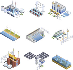 Electricity Generation Plants Images Set