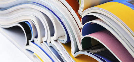 Pile of colorful magazines
