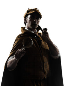 25193833 - sherlock holmes silhouette in studio on white background