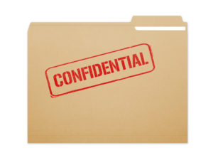 Confidential folder isolated on a white background
