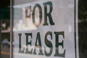 For Lease Sign in window