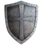 medieval crusader knight's shield isolated on white