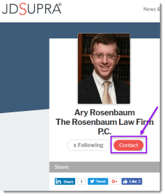 JD Supra Contact Button for Ary Rosenbaum