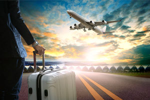 Business man and traveling luggage