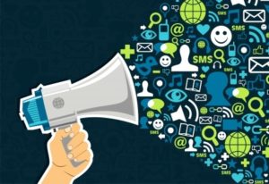 Megaphone and social media illustration