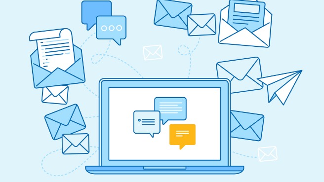 email-marketing-concept-laptop-with-mailing-app-vector-id886110100