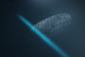 Fingerprint scanner, illustrating concept of biometrics