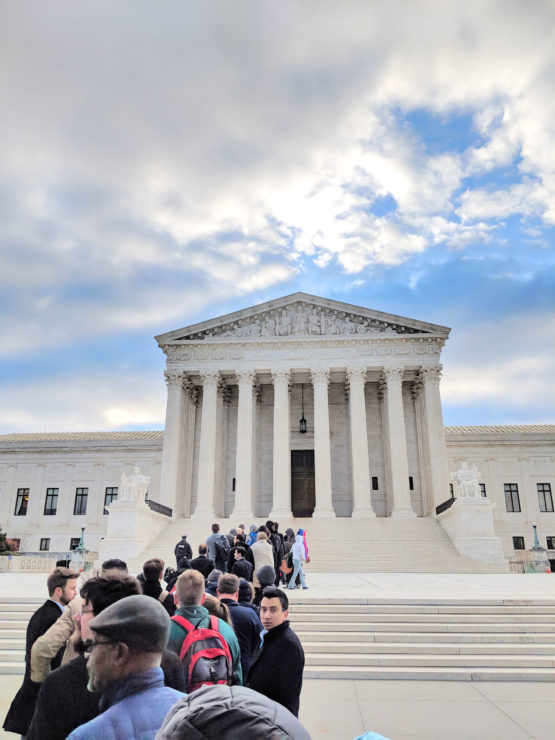 The public line in front of the Supreme Court waiting to get into the Wayfair oral arguments.
