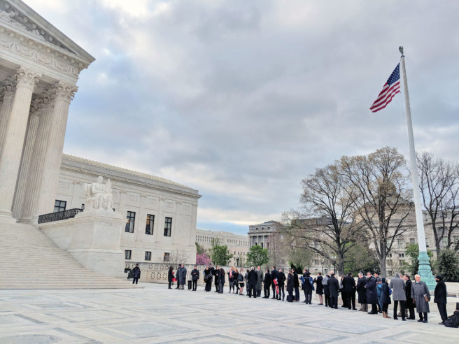 The Supreme Court Bar line waiting for the South Dakota v. Wayfair oral arguments.