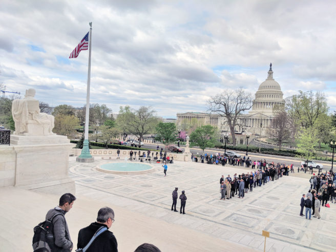 Long lines around 10:30 a.m. in front of the Supreme Court.