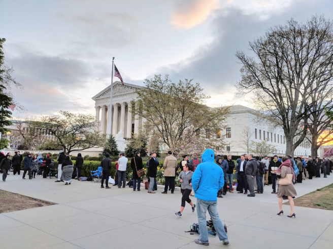 The public line in front of the Supreme Court around 7 a.m.