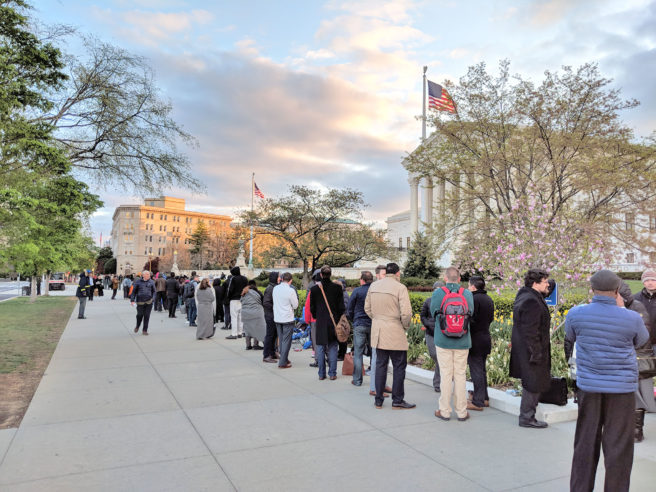 The public line in front of the Supreme Court around 7 a.m.