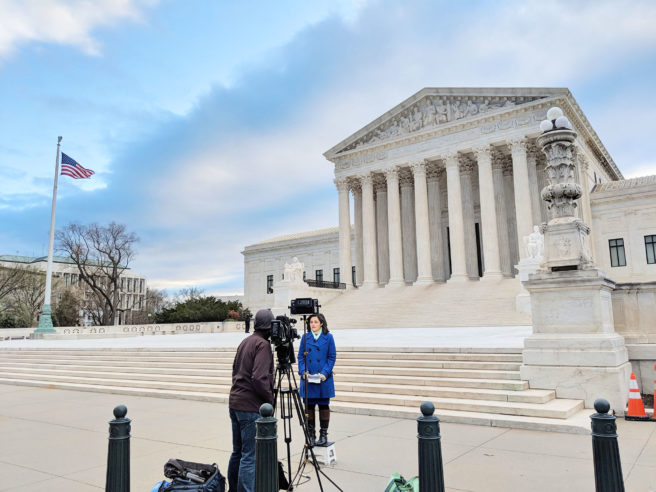 Spectrum News NY1 reporter Samantha-Jo Roth reporting live from the line in front of the Supreme Court.
