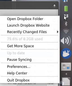 DropBox Icon and menu