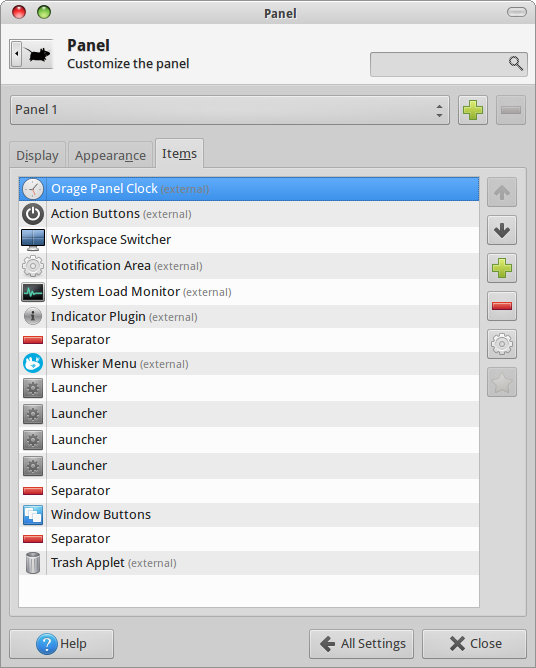 Panel Items