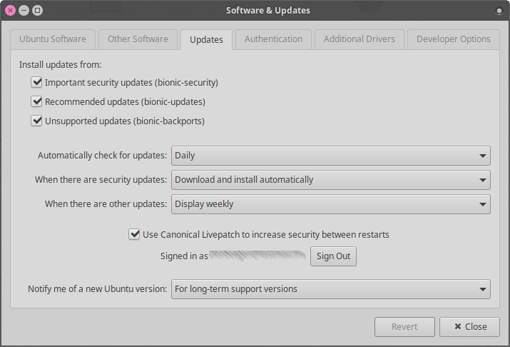 Software update settings