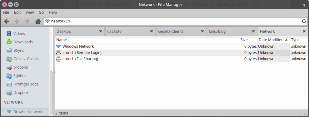 Thunar network connections