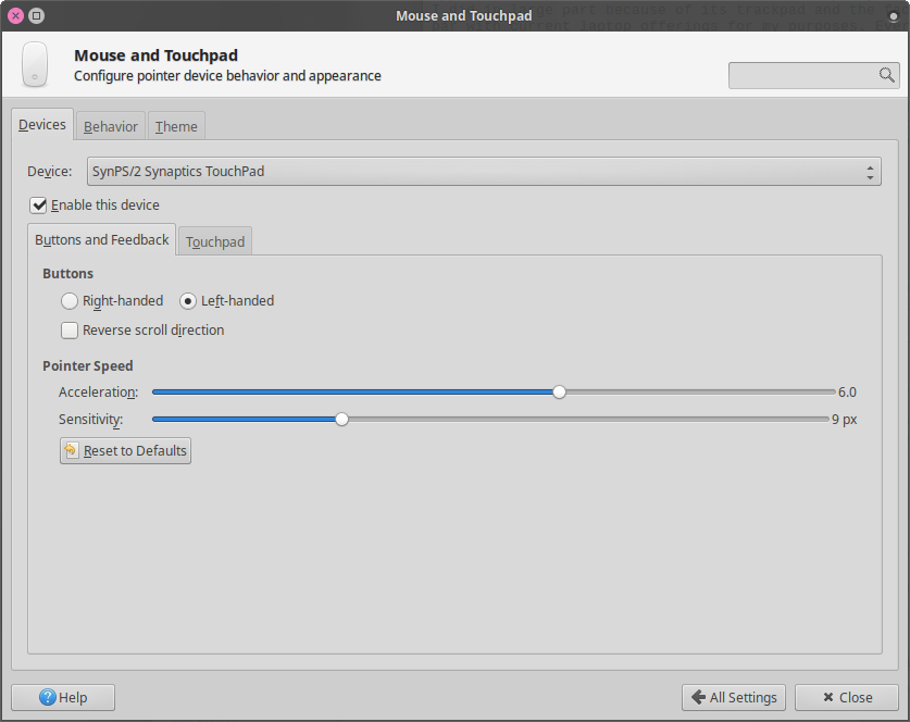 Trackpad Settings