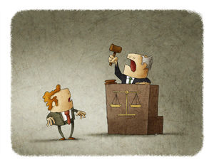 Judge pronouncing sentence to man