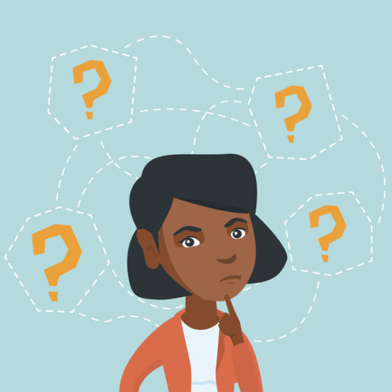 Young african-american business woman thinking