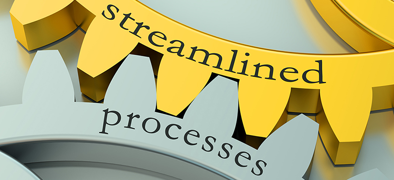 streamlined processes concept on the gearwheels